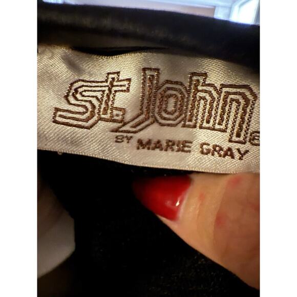 Vintage St John Marie Claire Black Evening Jacket Santana Silk Trim Size 12 L - Picture 5 of 8